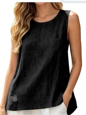 0195 Ann Taylor Black Textured Sleeveless Tank